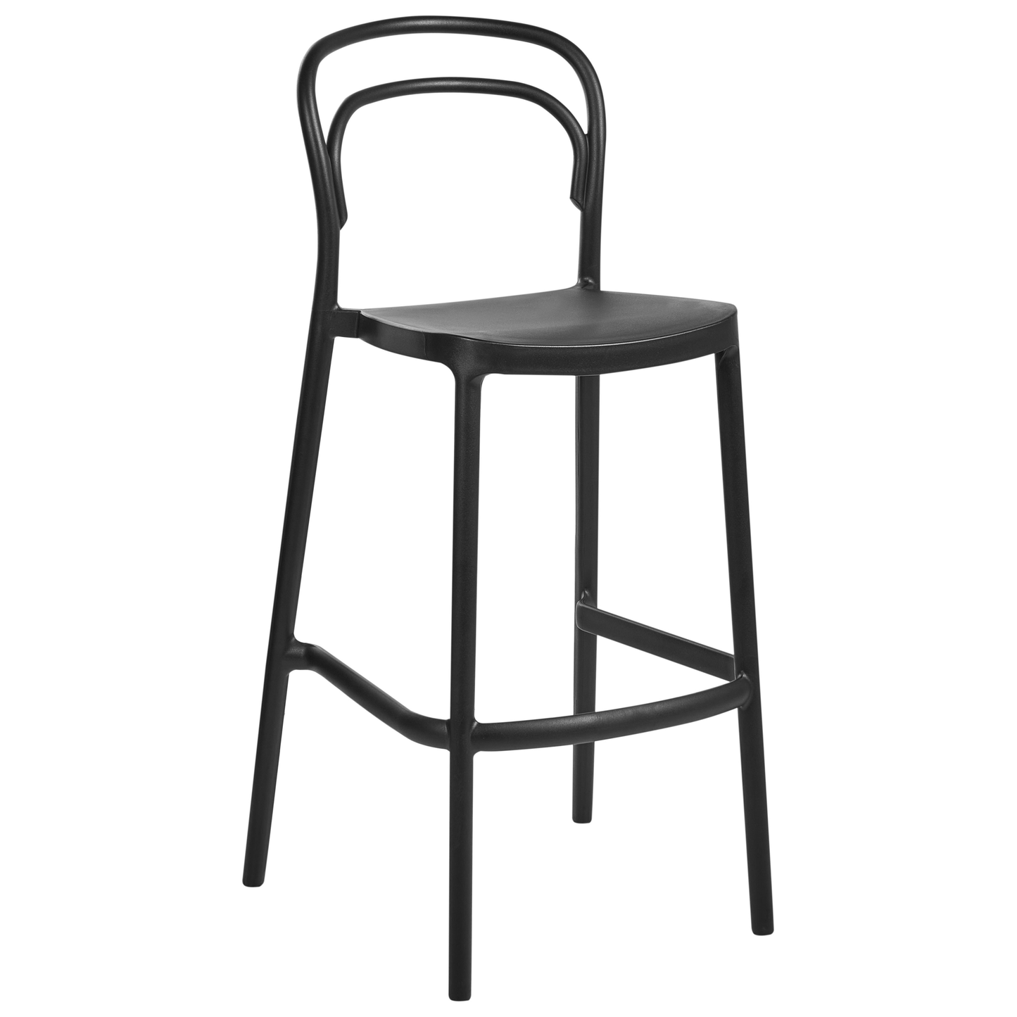 Home Set Of 2 Black Plastic Bar Chairs Weather Resistant