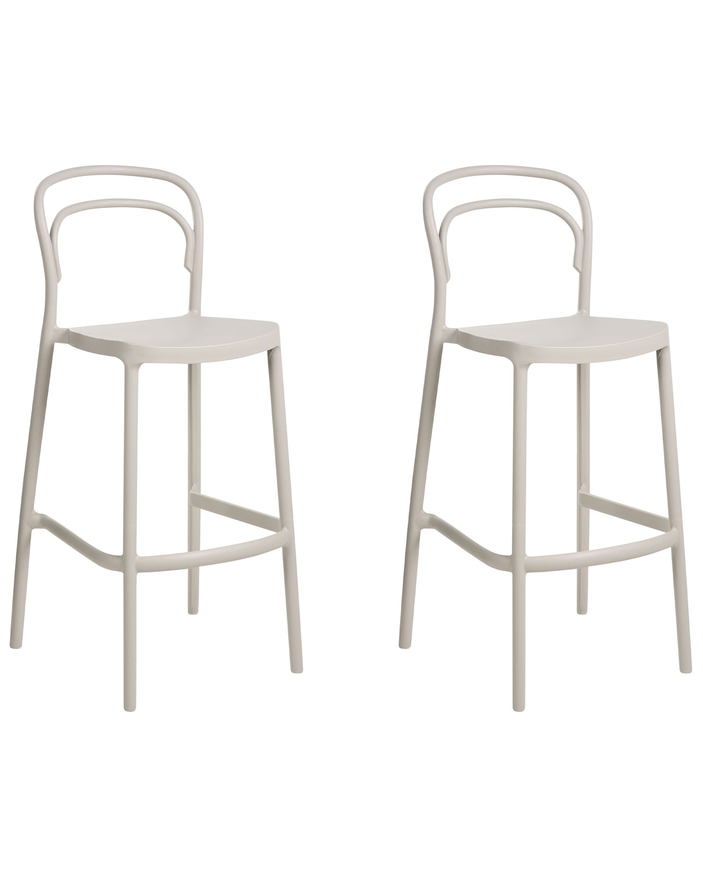 Beige Plastic Bar Chairs Set of 2 Weatherproof