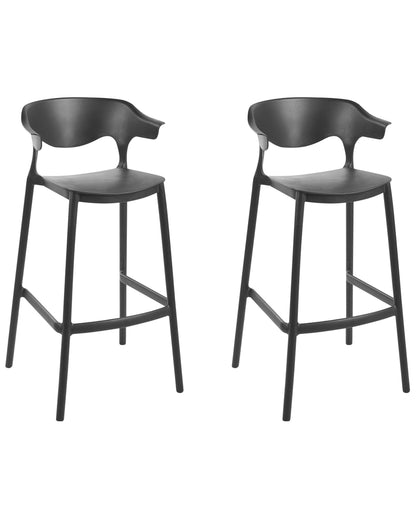 Garden Bar Chairs Set 2 Black Polypropylene Weather Resistant