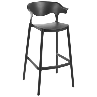 Garden Bar Chairs Set 2 Black Polypropylene Weather Resistant