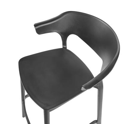 Garden Bar Chairs Set 2 Black Polypropylene Weather Resistant