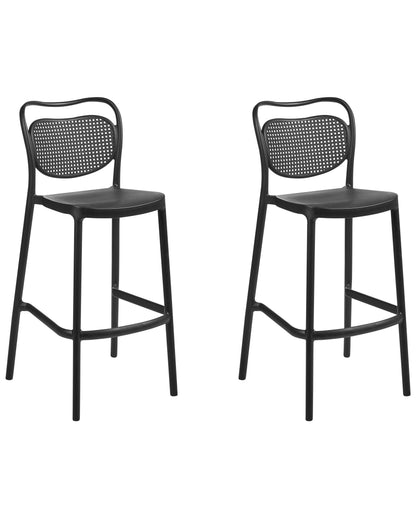 Home Set of 2 Black Retro Bar Chairs Weatherproof Indoor Outdoor