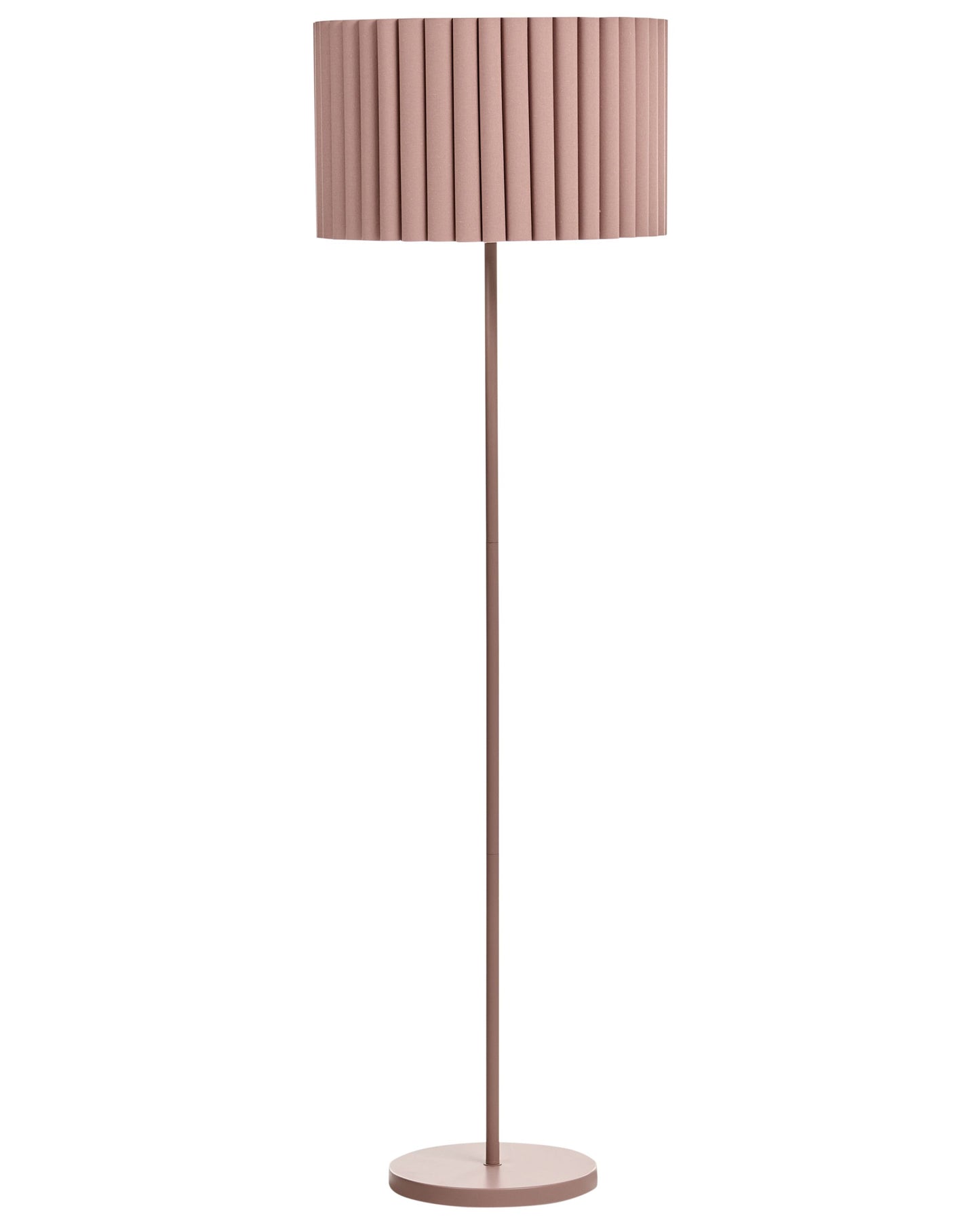 Brown Polyester Linen Floor Lamp 155cm Drum Shade