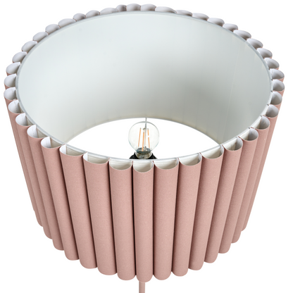 Brown Polyester Linen Floor Lamp 155cm Drum Shade