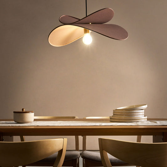 Pendant Lamp Brown Linen 105cm Open Bulb Modern Hanging