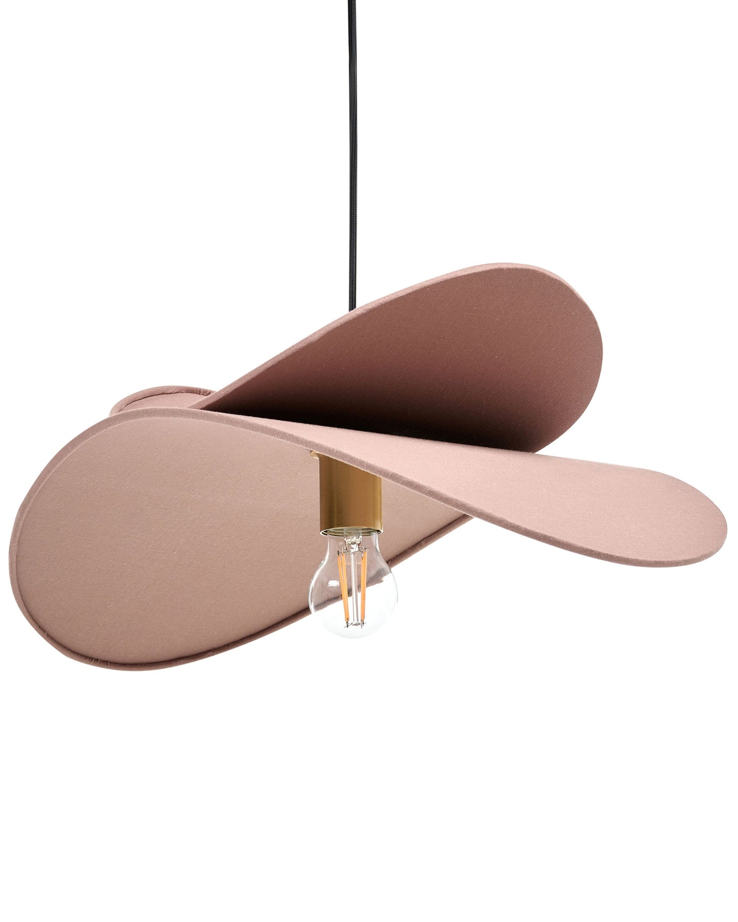 Pendant Lamp Brown Linen 105cm Open Bulb Modern Hanging