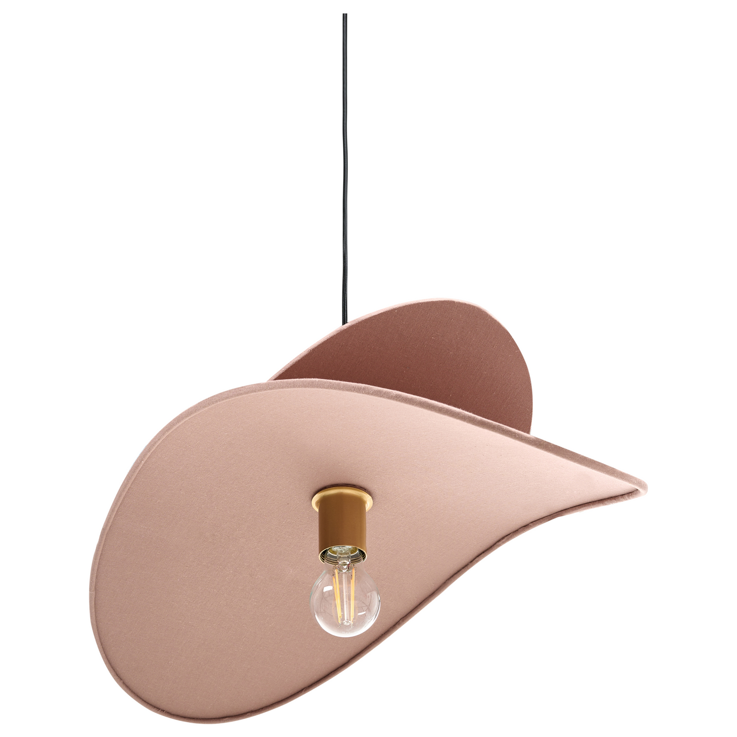 Pendant Lamp Brown Linen 105cm Open Bulb Modern Hanging