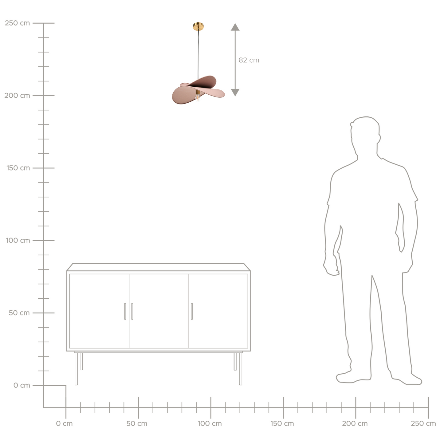Pendant Lamp Brown Linen 105cm Open Bulb Modern Hanging