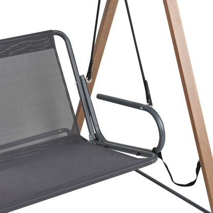 Patio Swing 3 Seater Beige Fabric With Steel Frame