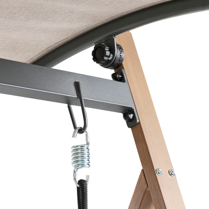 Patio Swing 3 Seater Beige Fabric With Steel Frame