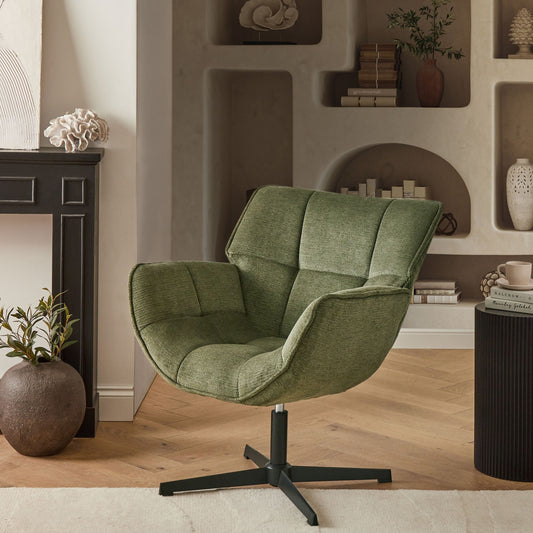 Accent Armchair Green Swivel Polyester Retro Design Large