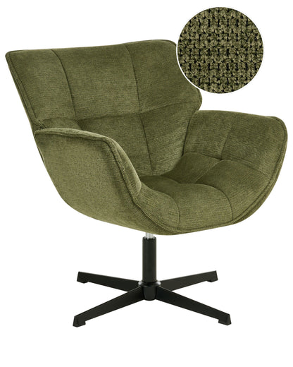 Accent Armchair Green Swivel Polyester Retro Design Large
