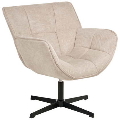 Accent Armchair Swivel Beige Polyester Upholstery Large Seat