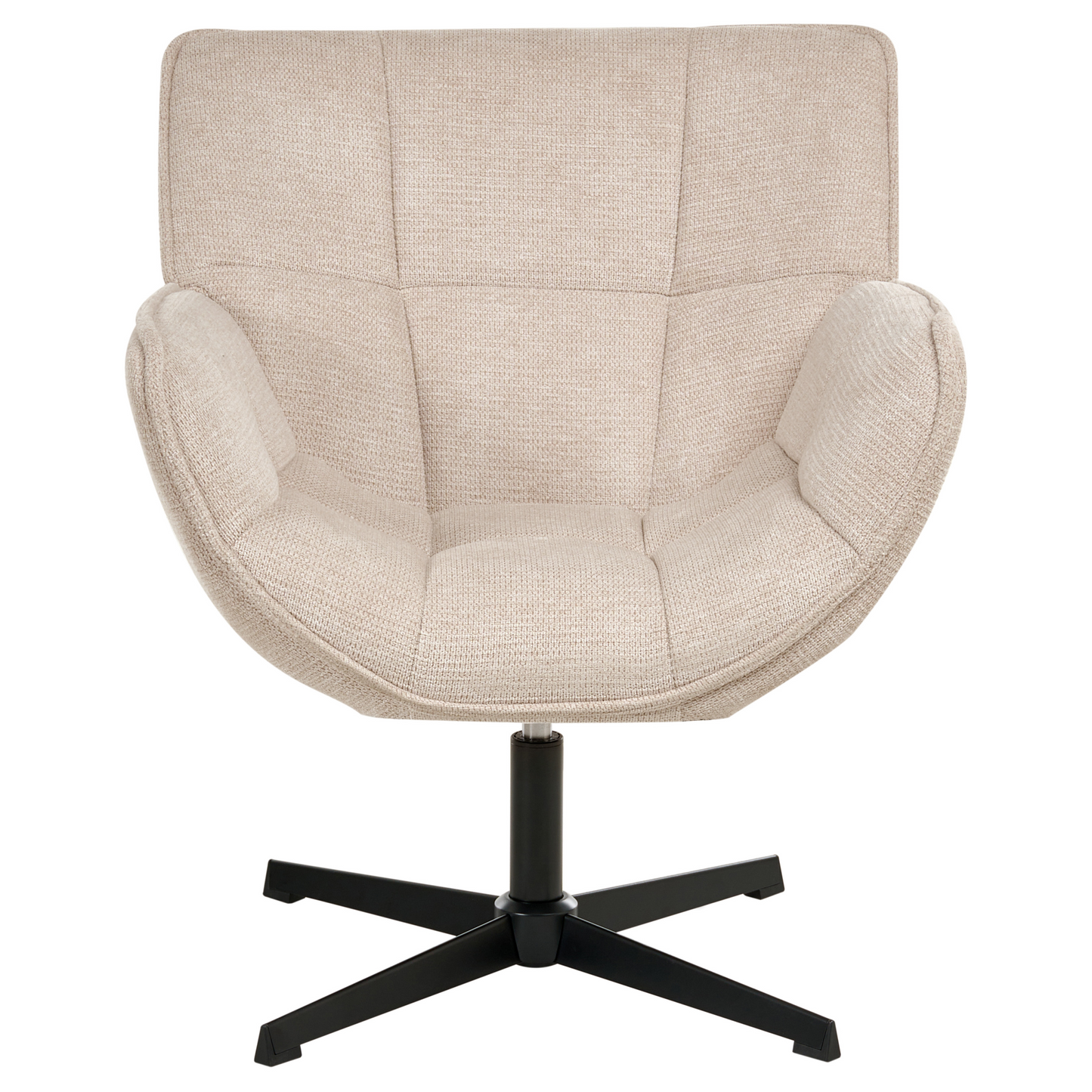 Accent Armchair Swivel Beige Polyester Upholstery Large Seat