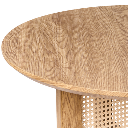 LuxeLiving Light Brown Coffee Table Rattan Base MDF 80 Cm Diameter Classic Modern Design