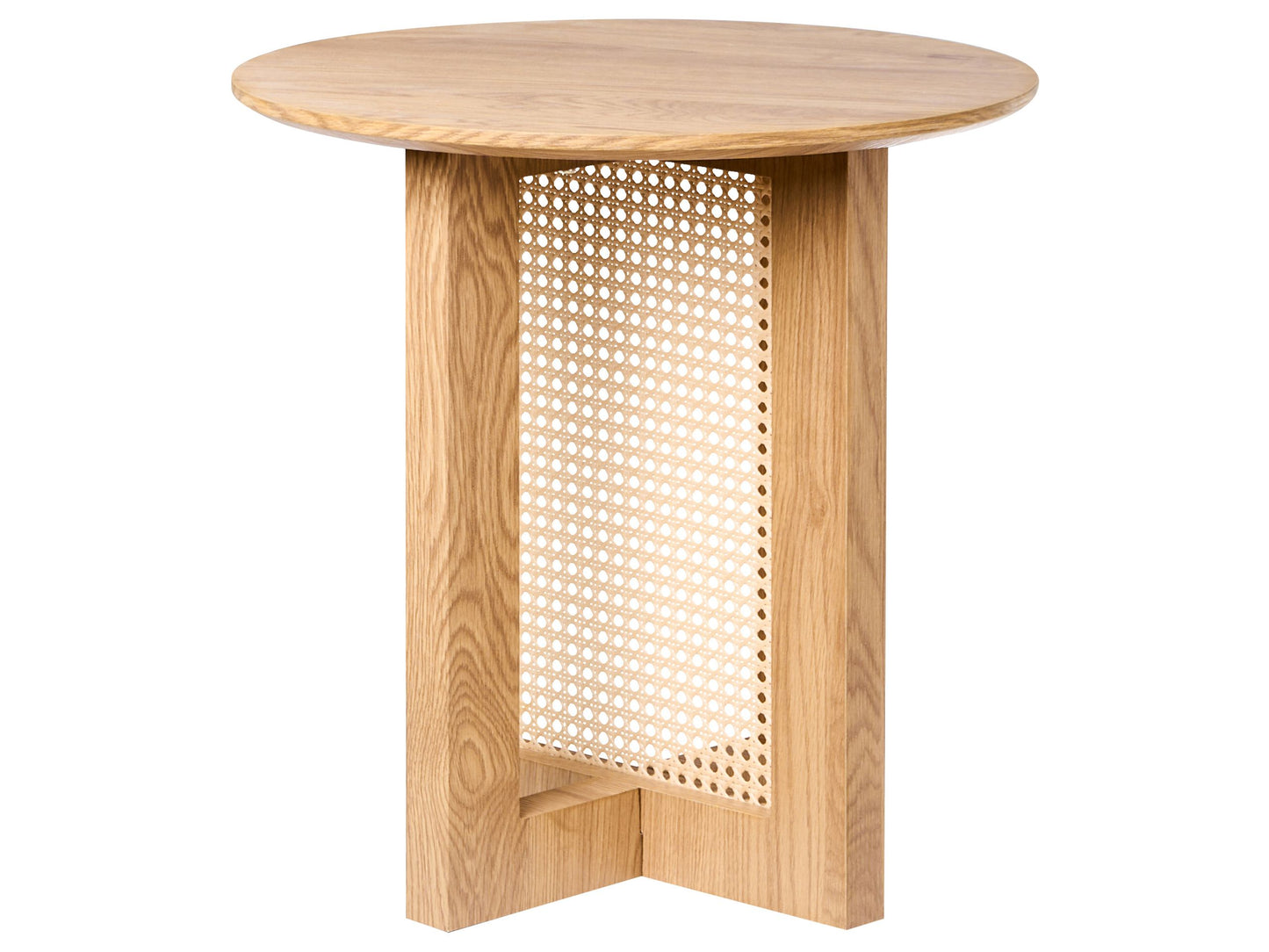 LuxeHaven Side Table Light Brown MDF With Rattan Base 50 cm