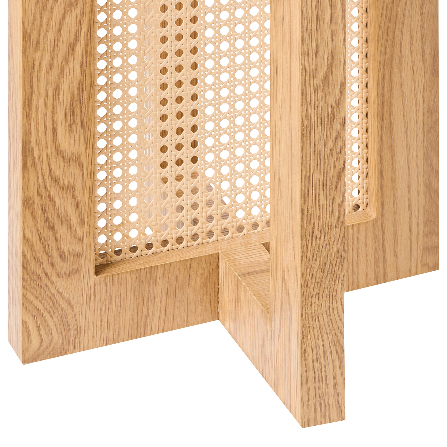 LuxeHaven Side Table Light Brown MDF With Rattan Base 50 cm
