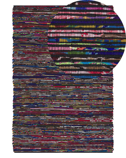Rug Dark Multicolour Cotton 140 x 200 Handmade Boho Eclectic