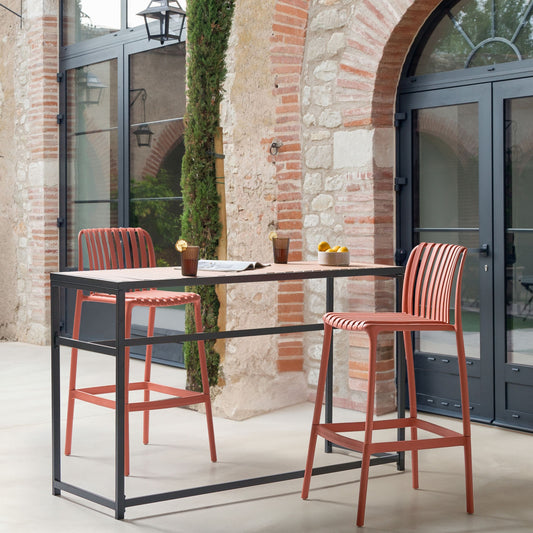 Light Red Armless Dining Bar Chairs Set Of 2 With Detachable Base For Indoor Outdoor Use Modern