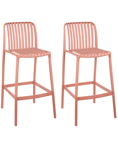Light Red Armless Dining Bar Chairs Set Of 2 With Detachable Base For Indoor Outdoor Use Modern