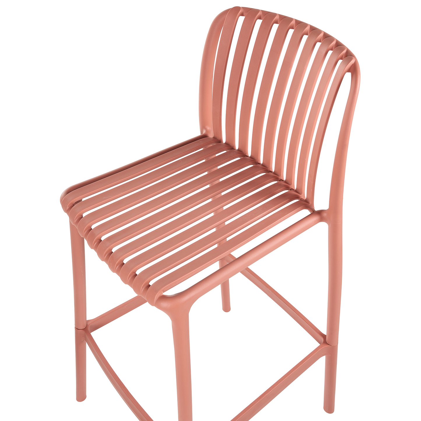 Light Red Armless Dining Bar Chairs Set Of 2 With Detachable Base For Indoor Outdoor Use Modern