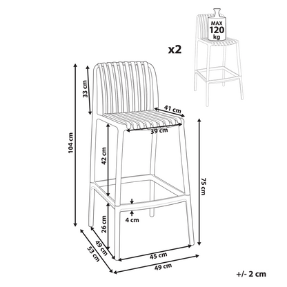 Light Red Armless Dining Bar Chairs Set Of 2 With Detachable Base For Indoor Outdoor Use Modern