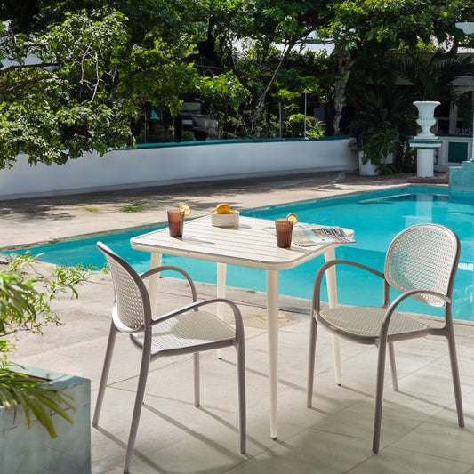 Retro Plastic Dining Chairs Set Of 2 Light Brown Outdoor