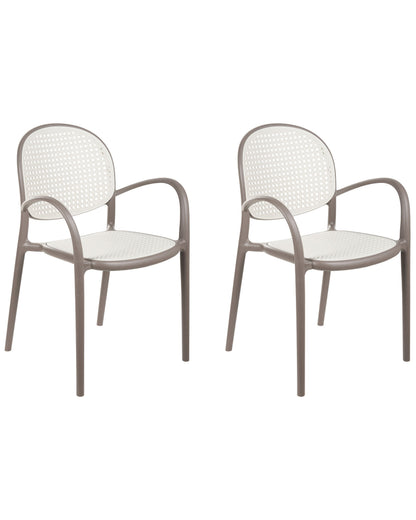 Retro Plastic Dining Chairs Set Of 2 Light Brown Outdoor