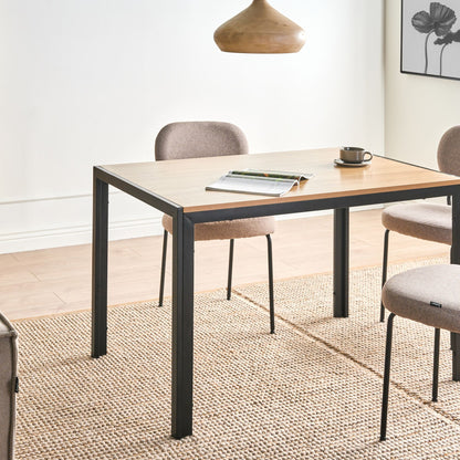LuxeHome Dining Table Light Brown MDF With Metal Base 120x80 Cm