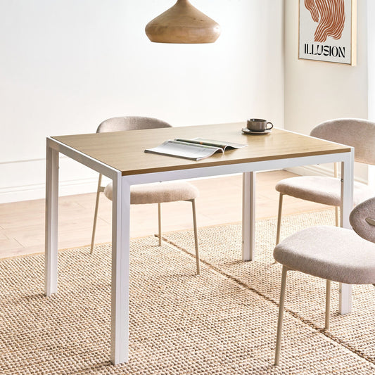 Aura Home Dining Table Light Brown and White MDF Metal Base 120x70 Cm