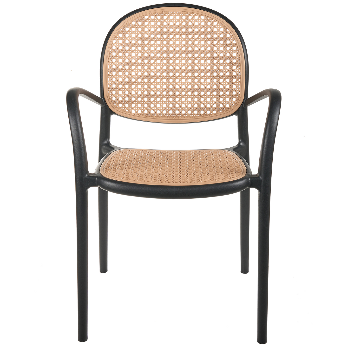 Retro Black Plastic Garden Dining Chairs Set of 2