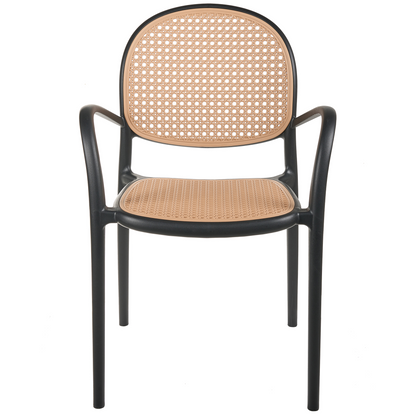 Retro Black Plastic Garden Dining Chairs Set of 2
