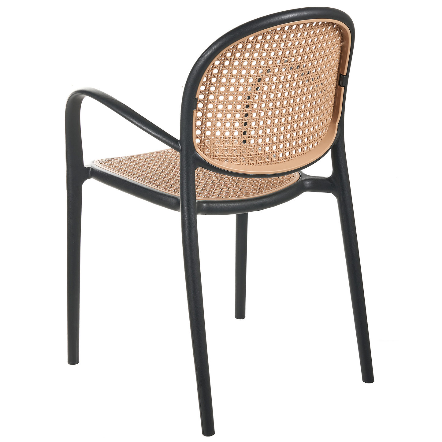 Retro Black Plastic Garden Dining Chairs Set of 2