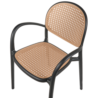 Retro Black Plastic Garden Dining Chairs Set of 2