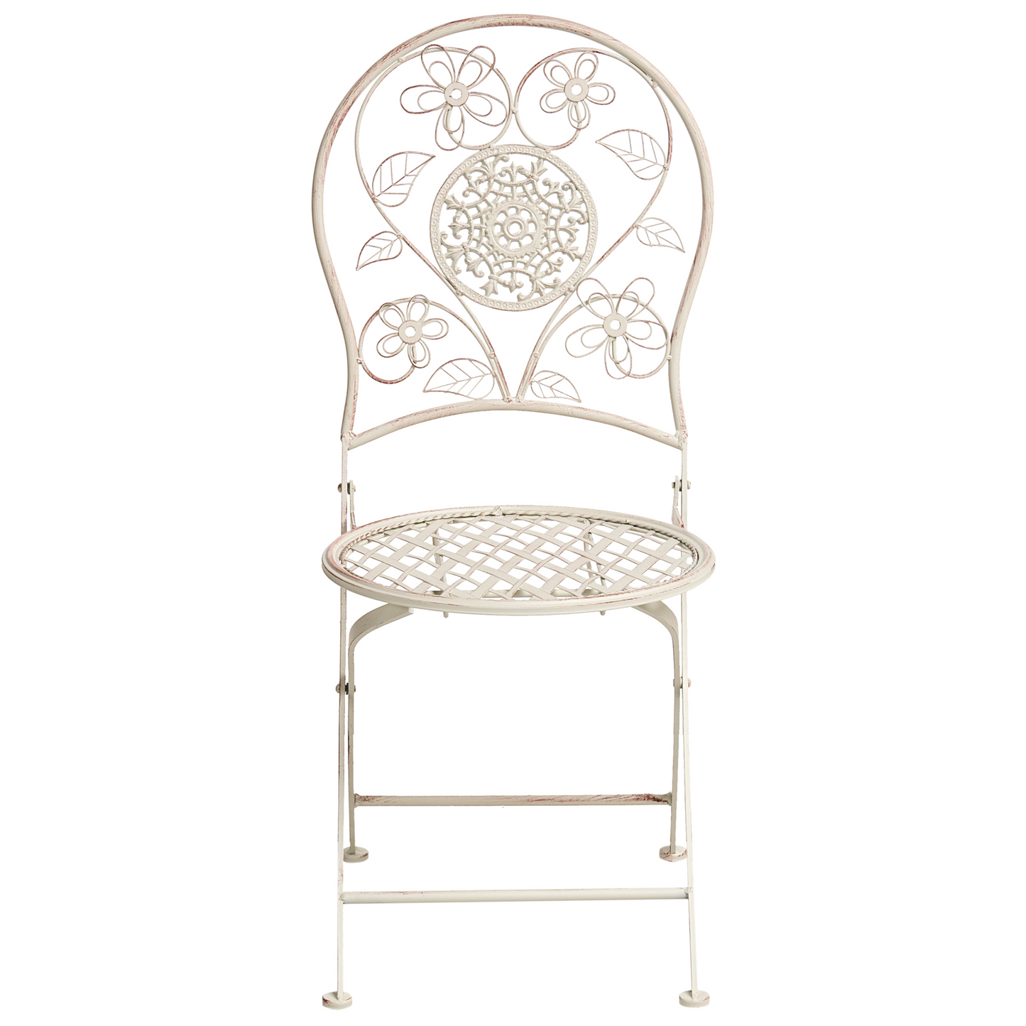 Set Of 2 Vintage Floral Folding Garden Chairs Light Beige