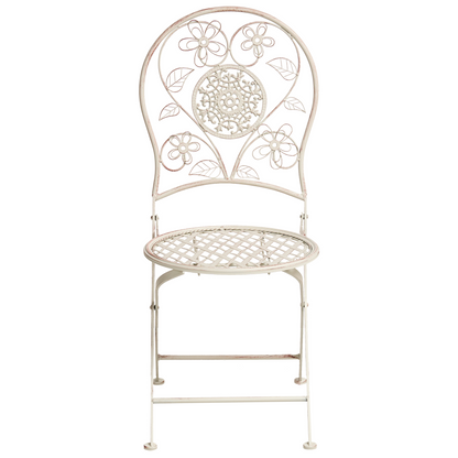 Set Of 2 Vintage Floral Folding Garden Chairs Light Beige
