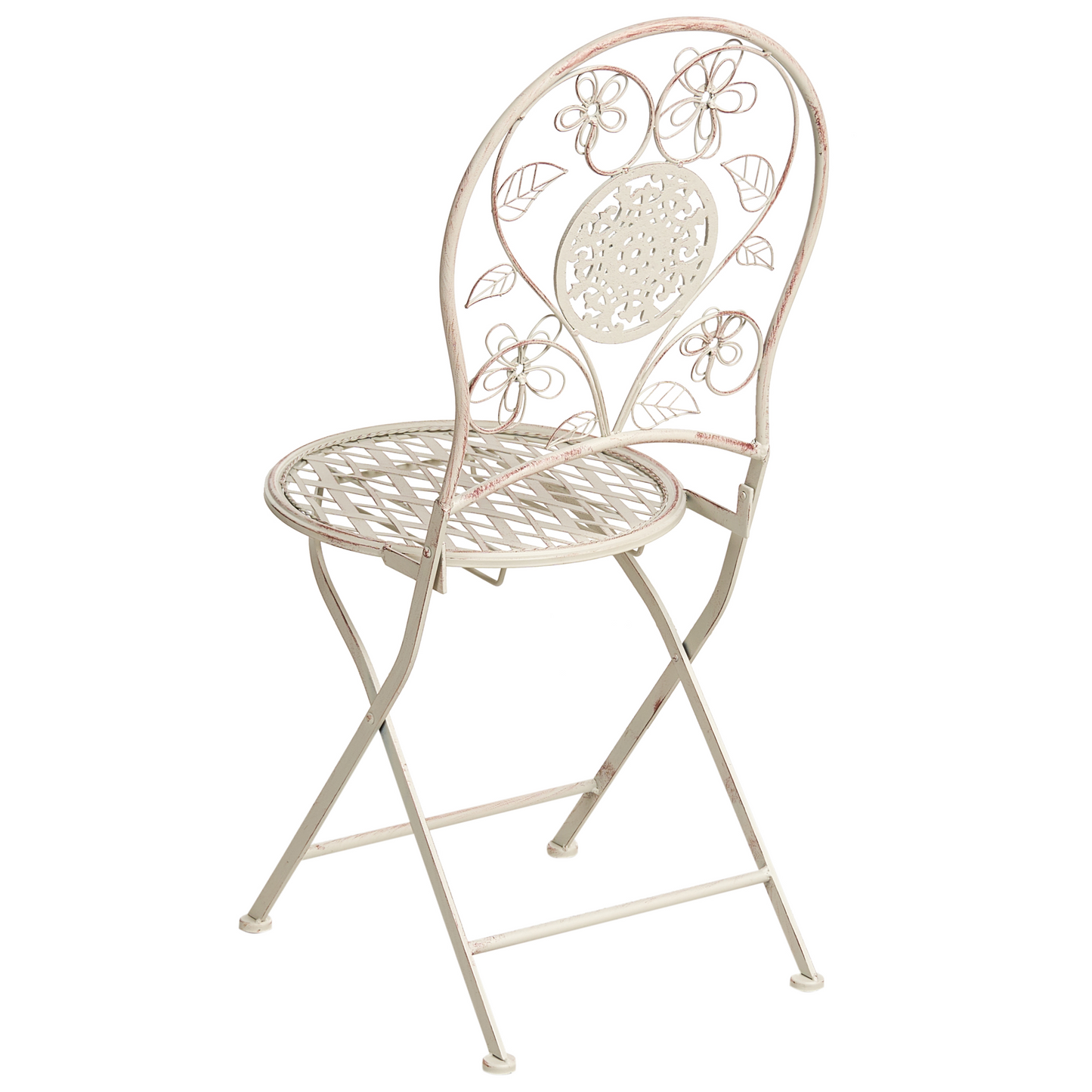 Set Of 2 Vintage Floral Folding Garden Chairs Light Beige