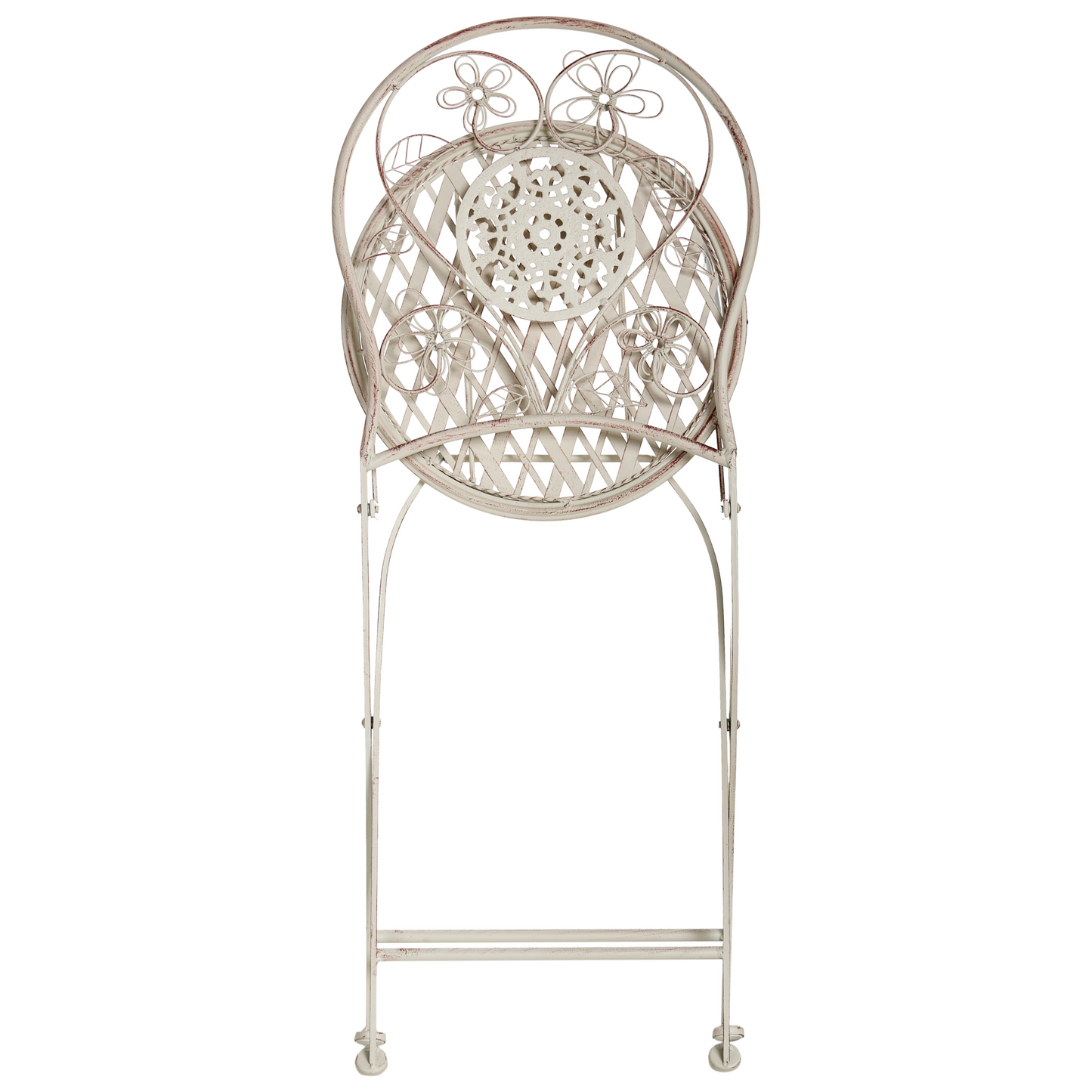 Set Of 2 Vintage Floral Folding Garden Chairs Light Beige