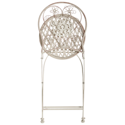 Set Of 2 Vintage Floral Folding Garden Chairs Light Beige