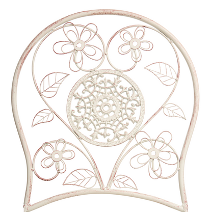 Set Of 2 Vintage Floral Folding Garden Chairs Light Beige