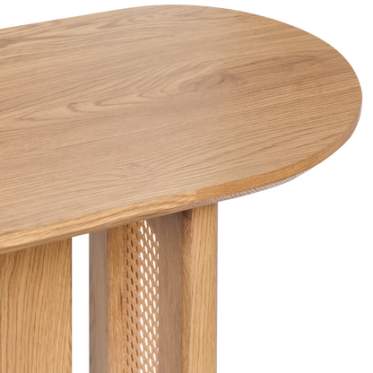 CasaLuxe Console Table Light Brown MDF Rattan Base 120cm