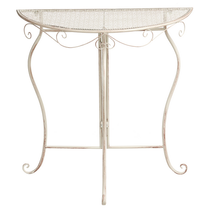 Outdoor Bistro Set Vintage Style Light Beige Iron Frame Table And Chairs For Patio