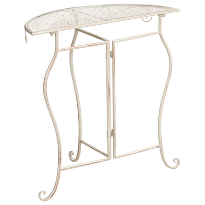 Outdoor Bistro Set Vintage Style Light Beige Iron Frame Table And Chairs For Patio