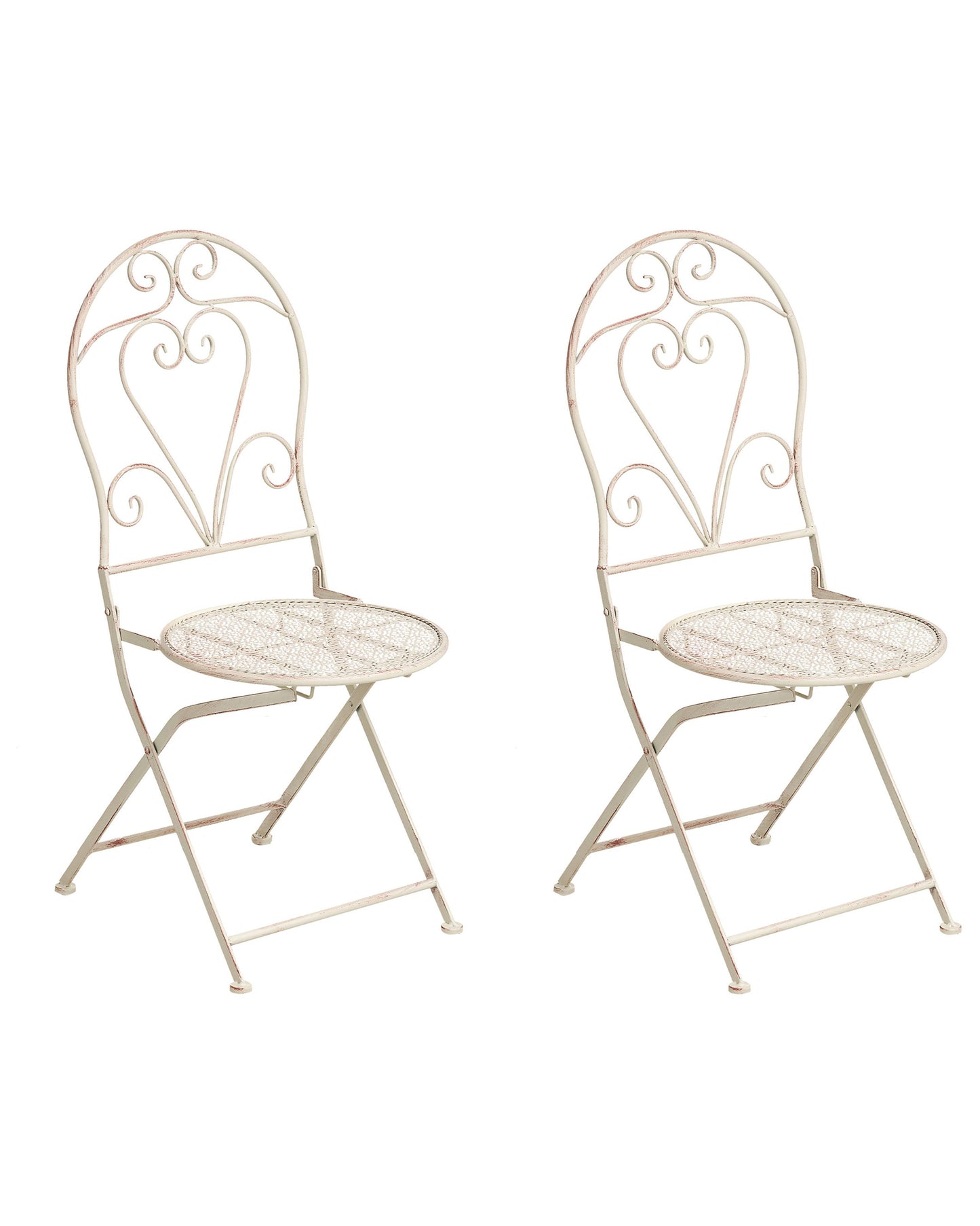 Heritage Garden Floral Folding Iron Chairs Set of 2 Light Beige