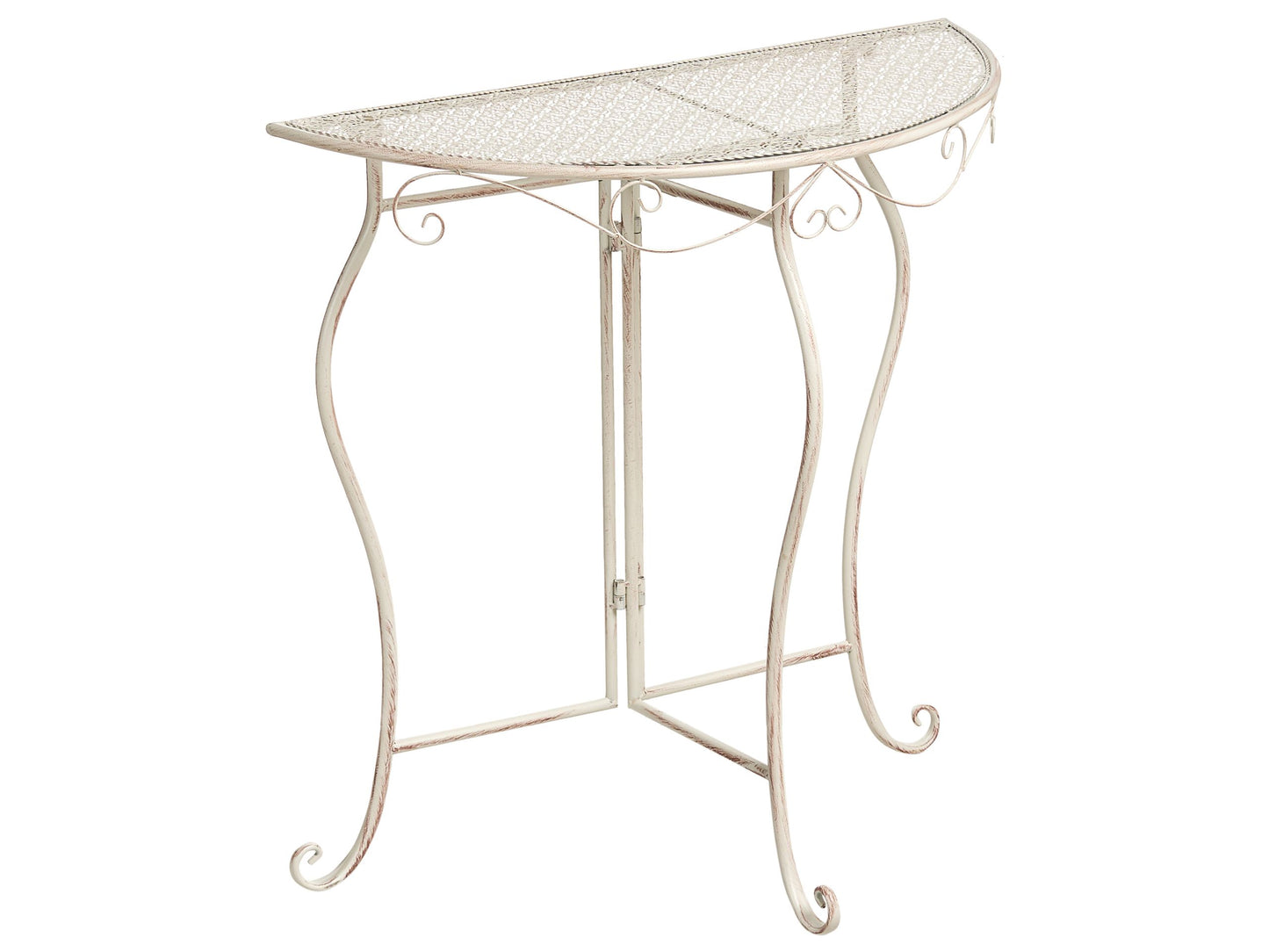 Garden Bistro Table Beige Iron Frame 80 x 36 Vintage Outdoor