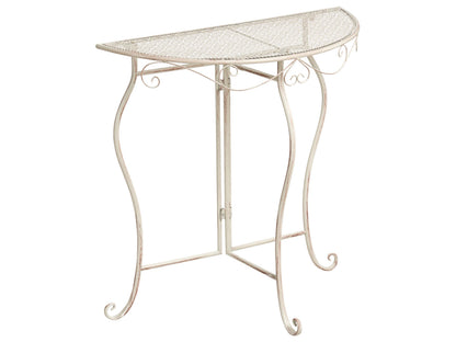 Garden Bistro Table Beige Iron Frame 80 x 36 Vintage Outdoor