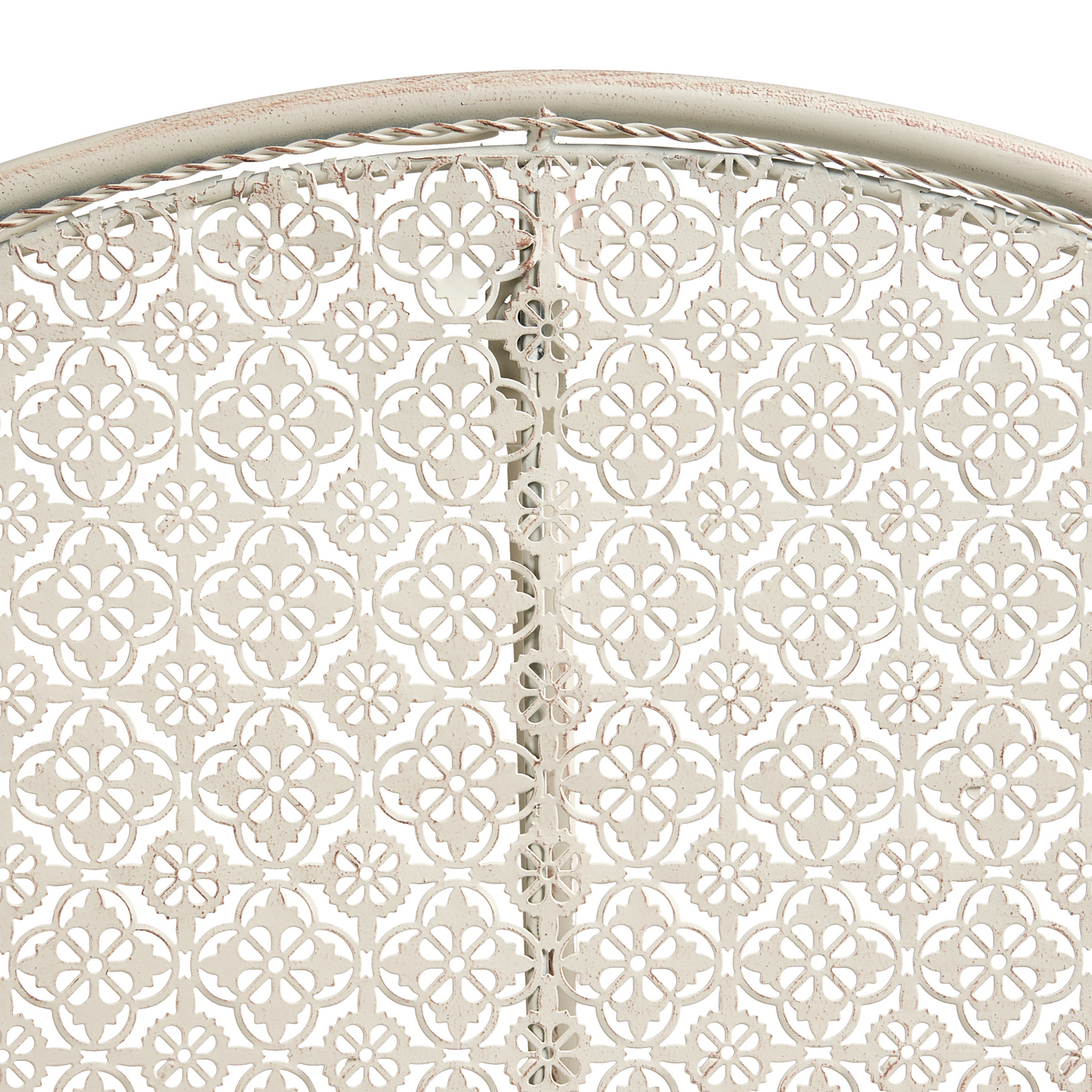 Garden Bistro Table Beige Iron Frame 80 x 36 Vintage Outdoor