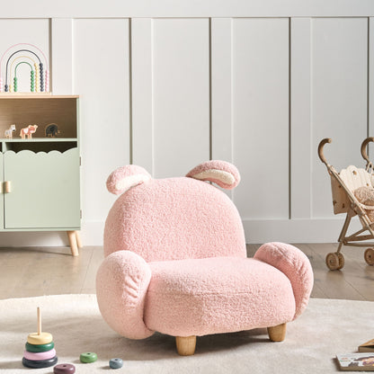 Nest and Nook Rabbit Armchair Pastel Pink Boucle Nursery Chair