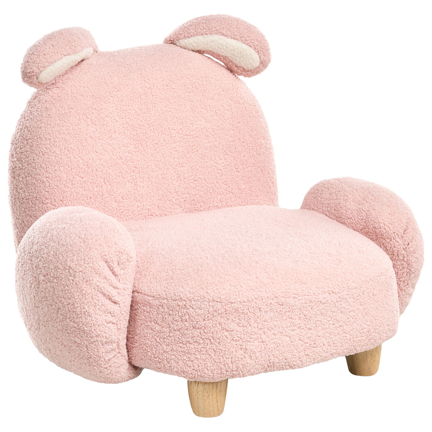 Nest and Nook Rabbit Armchair Pastel Pink Boucle Nursery Chair