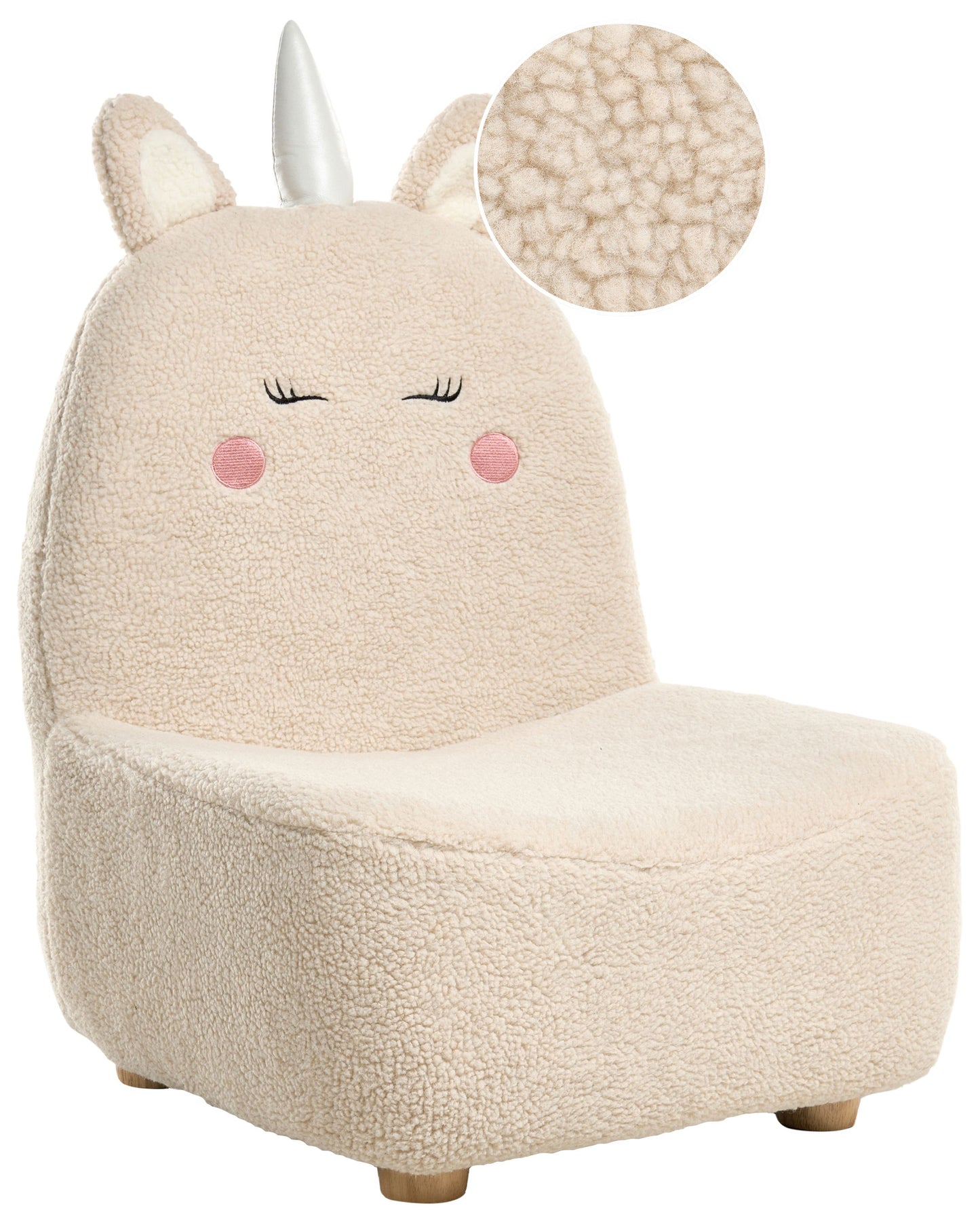 Unicorn Kids Chair Light Beige Boucle Upholstery
